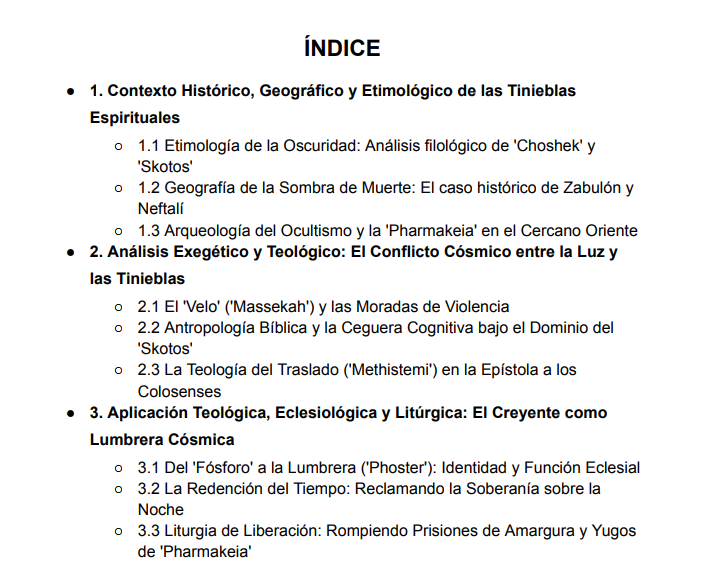 indice - libro De la Jurisdicción de las Tinieblas al Reino de la Luz